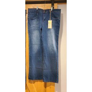 New! Spoon Jeans Plus Sz 23 Tall Bootcut Flap Pocket Stretch Distress Wash Drag